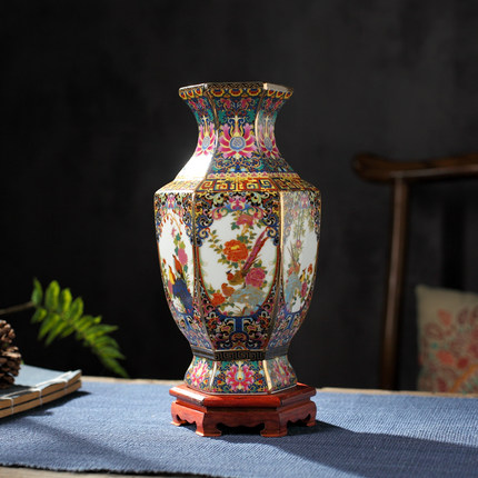 景德镇陶瓷花瓶摆件 家用中式客厅办公室酒柜博古架电视柜装饰品
