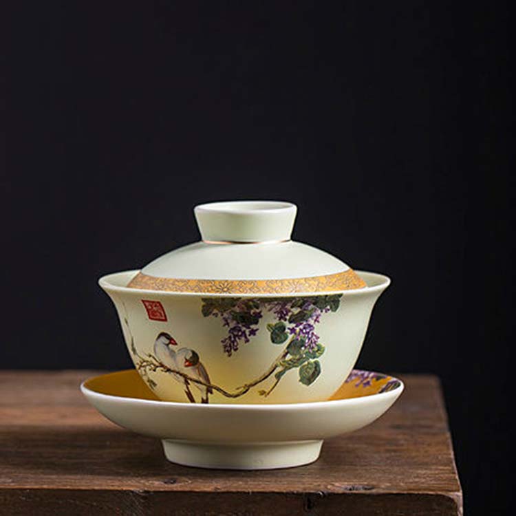 家用陶瓷盖碗茶杯