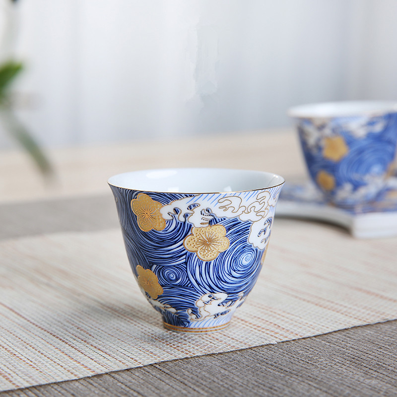 中式珐琅彩三才盖碗 单个创意泡茶碗功夫茶具 家用品茗杯