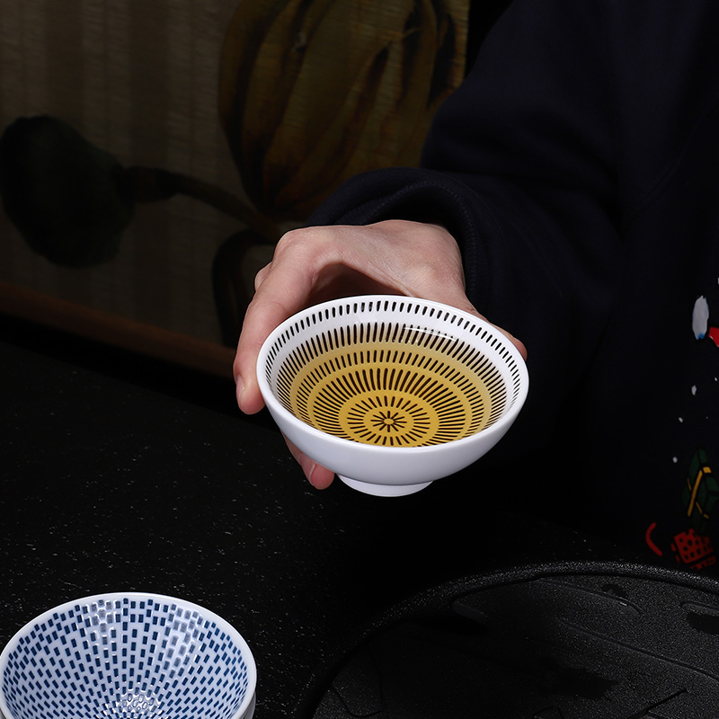 创意日式功夫茶杯 陶瓷建盏茶盏斗笠杯 简约家用品茗单杯