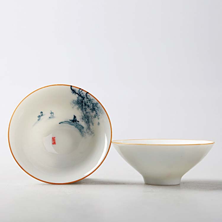 中式陶瓷茶杯品茗杯 功夫茶具个人杯 青花瓷主人杯
