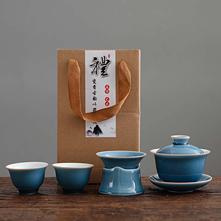功夫茶具套装 陶瓷家用盖碗茶壶 创意办公简约茶道茶艺