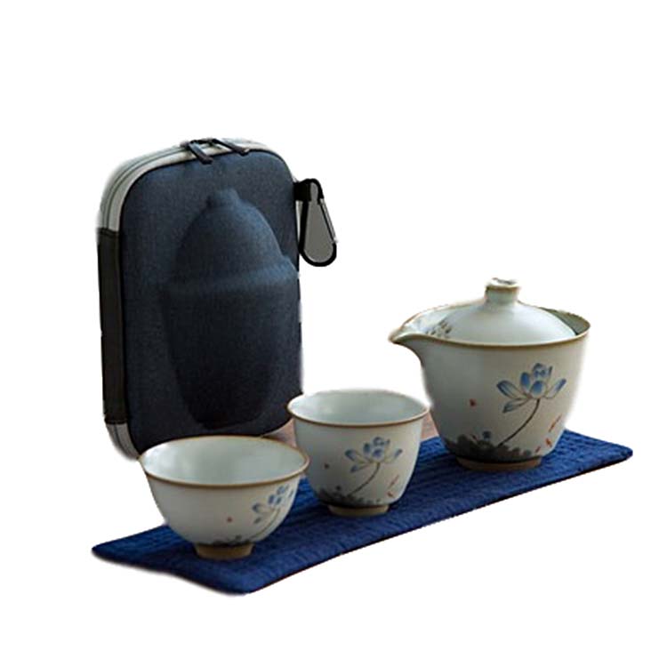 陶瓷随身便携式一壶三杯 简约快客杯 旅行功夫茶具茶壶套装