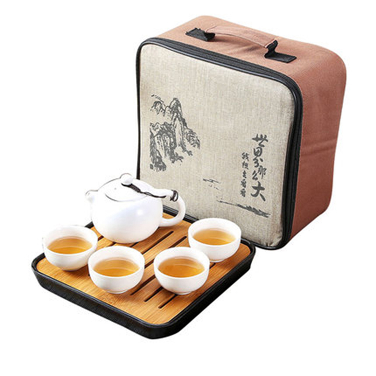 陶瓷功夫旅行包中式茶具套装 小茶杯茶壶 开业活动小礼品茶具