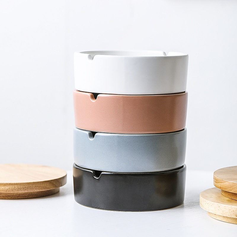 创意现代烟灰缸 家用带盖子客厅陶瓷烟灰缸 茶渣缸摆件用品