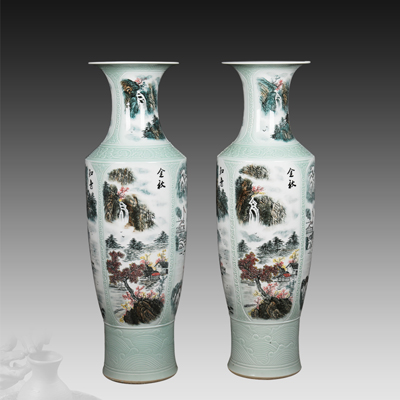 青花手绘瓷瓶 1.8米高景德镇花瓶 陶瓷工艺花瓶 落地大花瓶