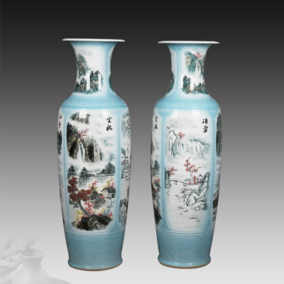 景德镇陶瓷手绘落地大花瓶