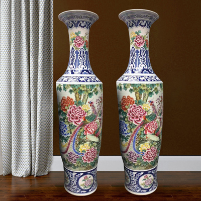 景德镇陶瓷器摆件名师手绘山水赏瓶客厅落地大号花瓶家居装饰品厂家