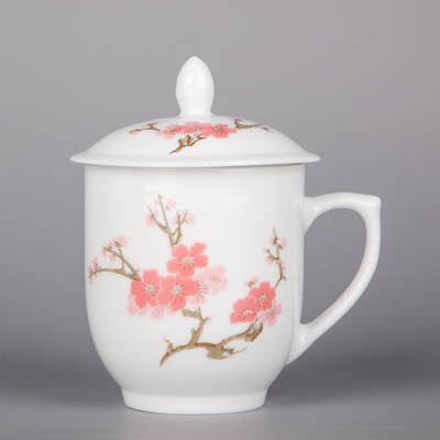 景德镇茶杯陶瓷带盖把手中国风马克杯骨瓷奢华情侣杯子礼物厂家