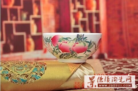青花瓷米饭碗家用中式4.5英寸景德镇陶瓷吃饭骨瓷寿碗装高档透明