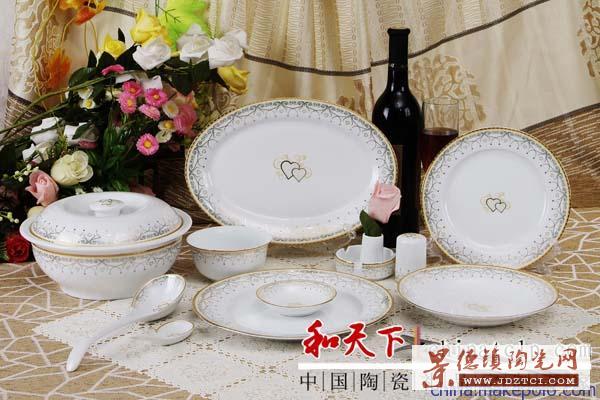 碗碟套装 家用欧式简约餐具套装 景德镇陶瓷碗盘组合