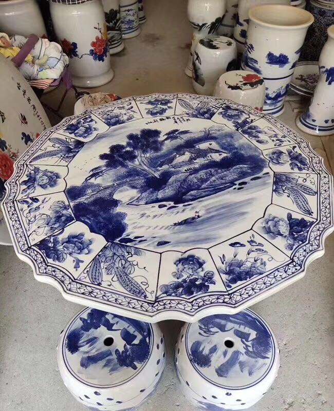 景德镇陶瓷青花彩绘桌面园林用品家具装饰摆件