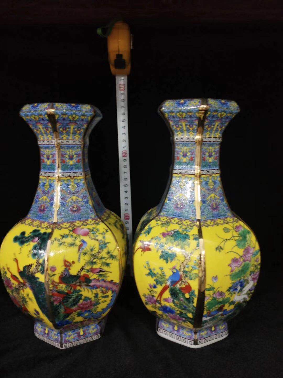 仿乾隆年间摆件小陶瓷花瓶架子摆放喜鹊款式30cm小件摆件