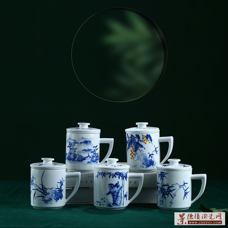 景德镇手绘陶瓷茶杯厂家，纯手工绘画礼品老板杯写字