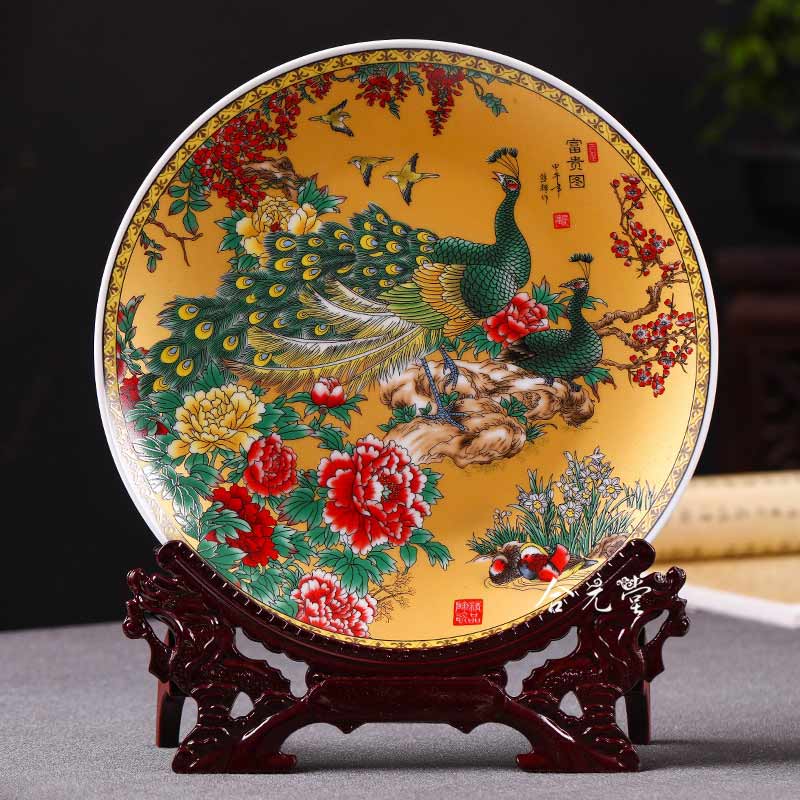 定做景德镇陶瓷装饰盘工艺品 中式家居办公摆件圆盘
