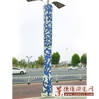 中式灯柱设计 景观陶瓷灯柱定制加logo