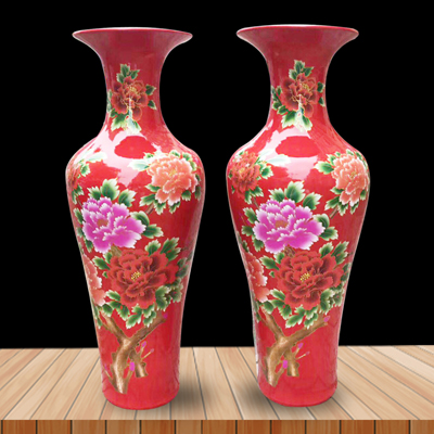 景德镇陶瓷器中国红花瓶摆件客厅插花粉彩瓷瓶电视柜装饰工艺品厂家