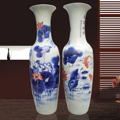 景德镇陶瓷花瓶摆件客厅插花中式名人手绘落地大花瓶厂家