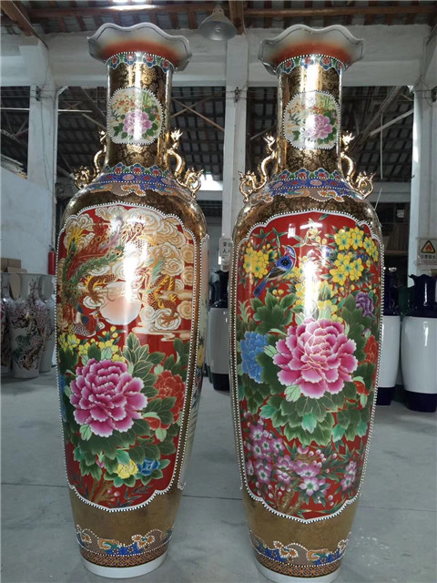 景德镇陶瓷手绘仿古花开富贵落地大花瓶家居客厅装饰品大摆件厂家