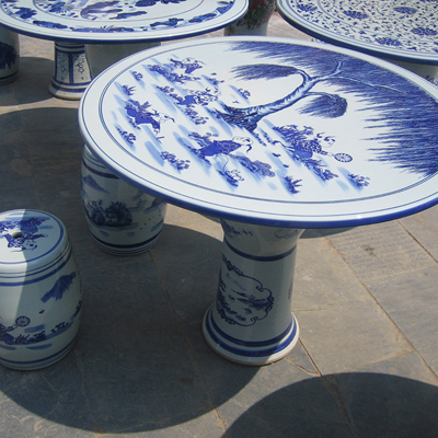 景德镇青花陶瓷桌子凳子家用餐桌凳一桌四凳陶瓷凳子卧室梳妆台椅子厂家