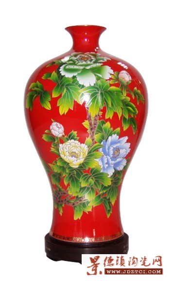 31CM小口梅红瓷花瓶