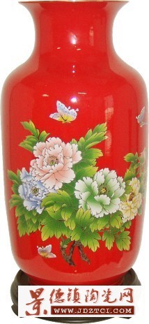 33CM将军瓶 红瓷花瓶