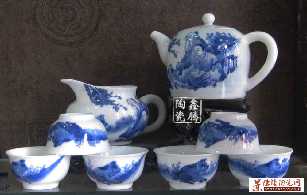 景德镇陶瓷茶具，青花功夫茶具
