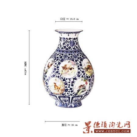 昌南窑 十二生肖 瓷瓶