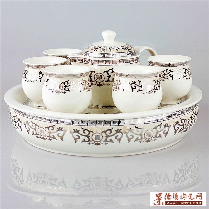 商务礼品陶瓷茶具定做 景德镇陶瓷茶具批发厂家