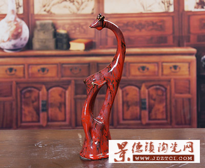 景德镇陶瓷雕塑创意工艺品 母子鹿 动物瓷雕摆件 家居装饰物