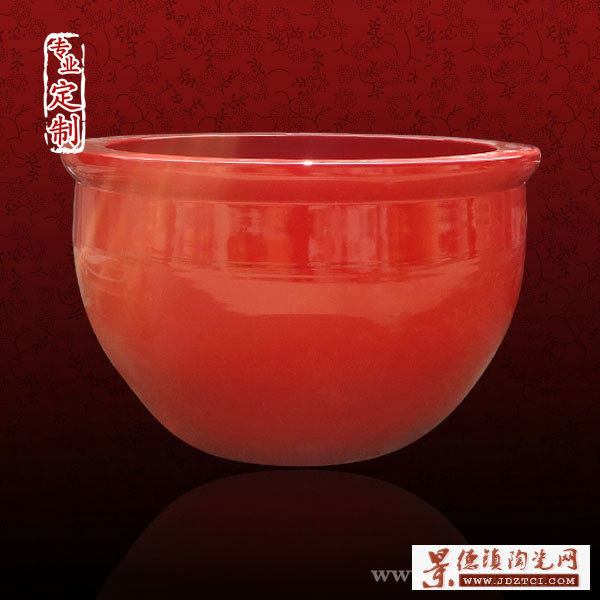 景德镇鱼缸厂家中国红水缸