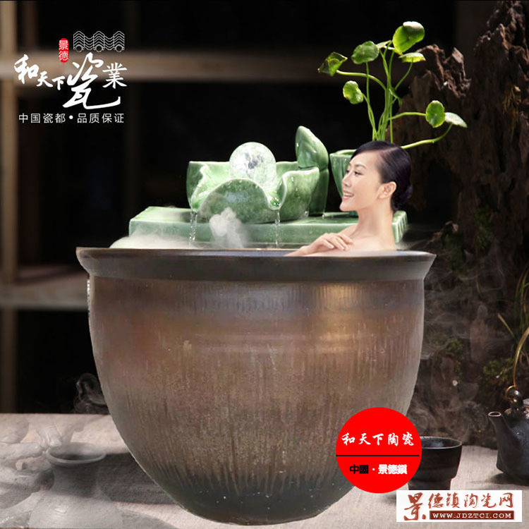 日本极乐汤陶瓷泡澡缸水缸 挂汤