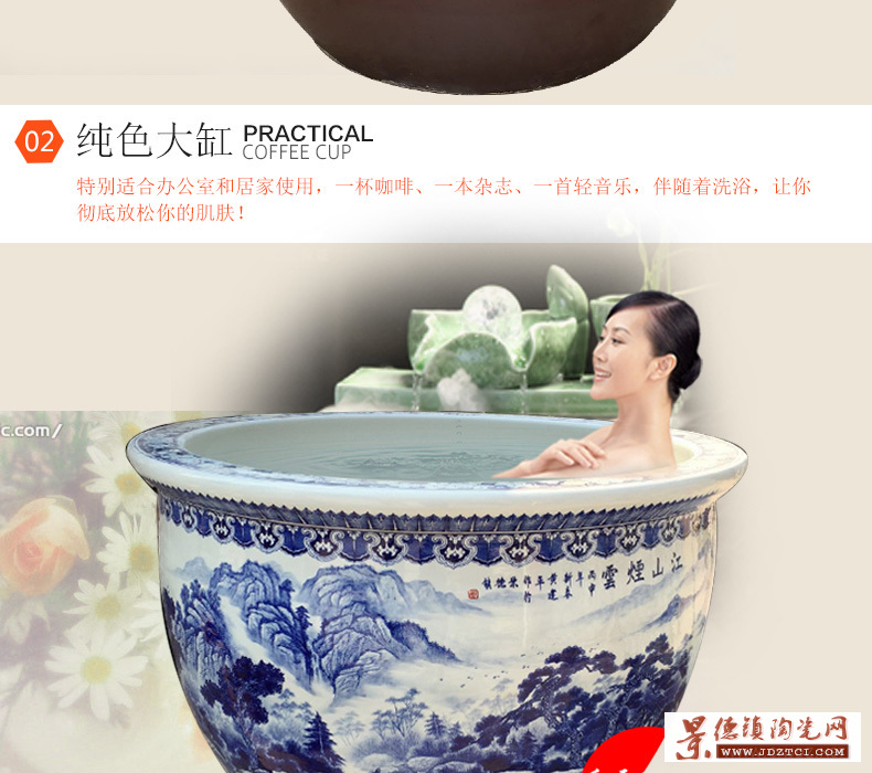 青花陶瓷大缸厂家 生产各种高档艺术陶瓷浴缸