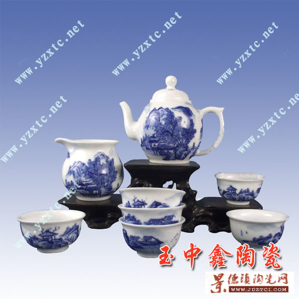 仿清仿明画面陶瓷茶具 定做陶瓷茶具 复古茶具