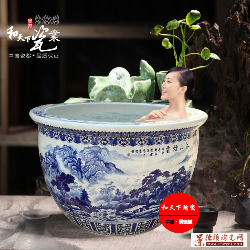 泡温泉缸定做厂家 日本极乐汤陶瓷浴缸 青瓦