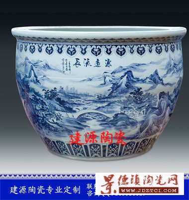 景德镇陶瓷荷花缸