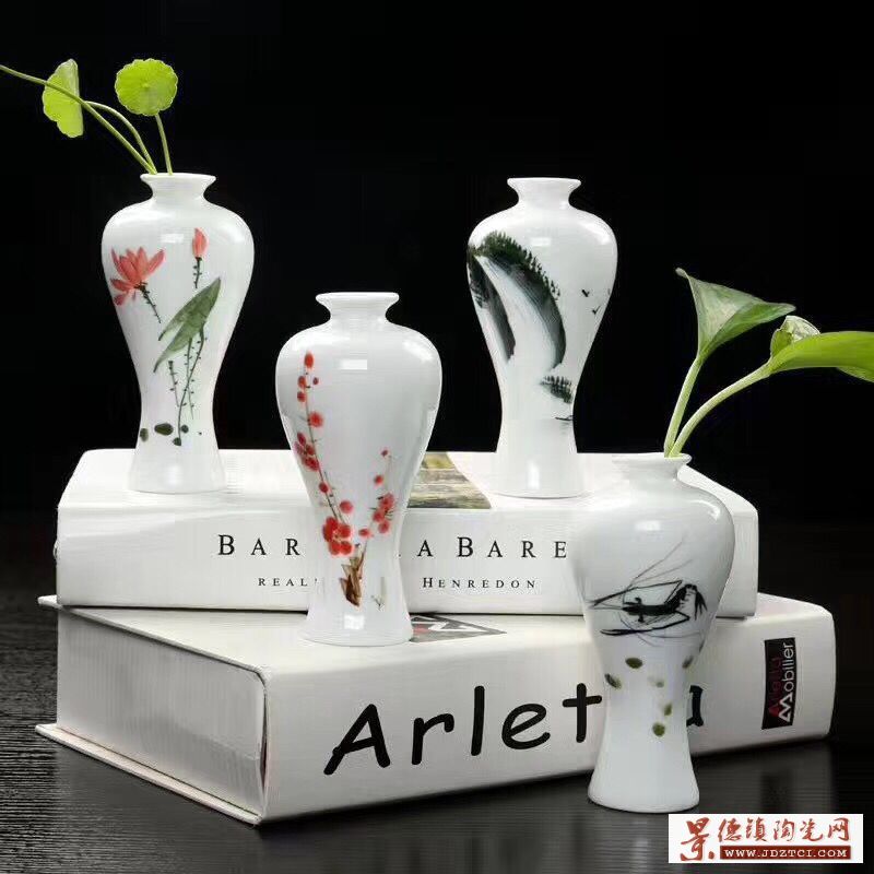 新中式白色小陶瓷花瓶  陶瓷花插迷你小花瓶  欧式陶瓷小花瓶