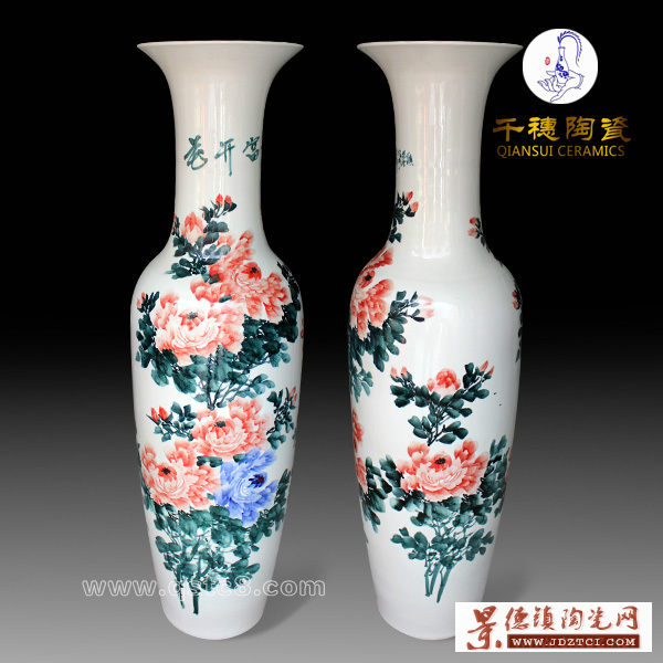 景德镇陶瓷中式落地花瓶  景德镇优质1.6米落地大花瓶