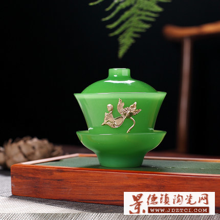 日本定做创意精细盖碗 玉瓷古典收藏盖碗