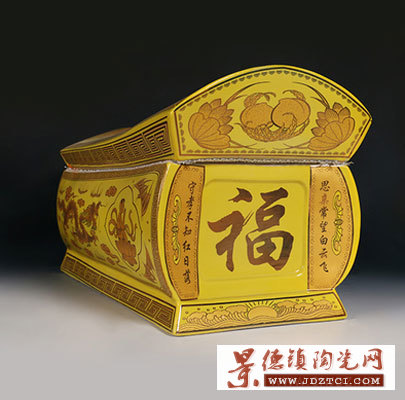 景德镇陶瓷器棺材大号骨灰盒