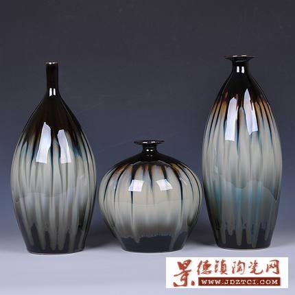 工艺品摆件 新中式陶瓷家居饰品软装北欧风创意客厅花瓶三件套 定制