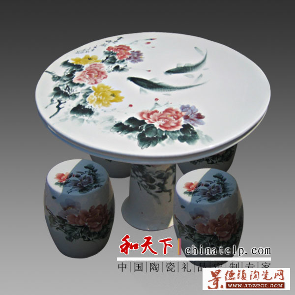 厂家创意家居陶瓷桌凳陶瓷工艺品仿古陶瓷桌凳套装